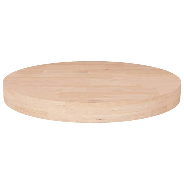 Piano Tavolo Rotondo Ã˜50x4 cm Massello di Rovere Non Trattato