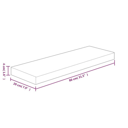 Ripiano 80x20x4 cm Legno Massello di Rovere Non Trattato