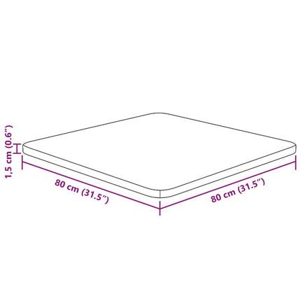 Piano Tavolo Quadrato Marrone Scuro 80x80x1,5cm Rovere Trattato
