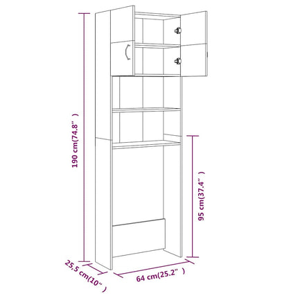 Mobile per Lavatrice Grigio Sonoma 64x25,5x190 cm