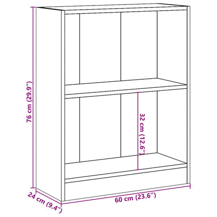 Libreria Grigio Sonoma 60x24x76 cm in Legno Multistrato
