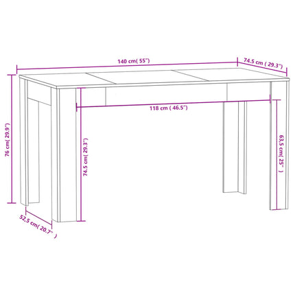 Tavolo da Pranzo Grigio Sonoma 140x74,5x76 cm Legno Multistrato