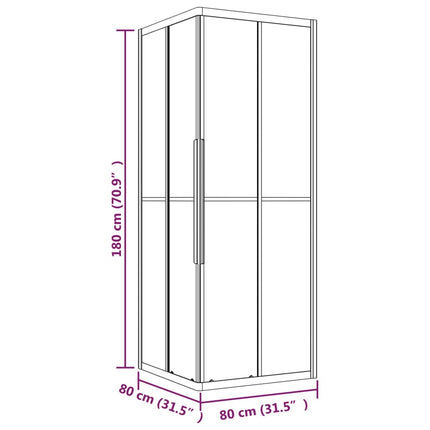 Box Doccia a Righe ESG 80x80x180 cm Nero