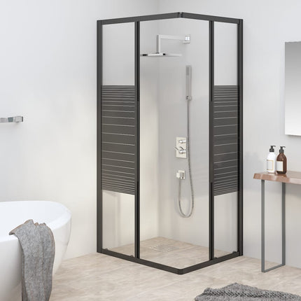 Box Doccia a Righe ESG 90x70x180 cm Nero