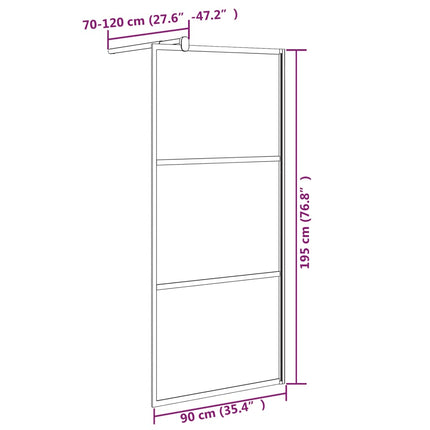 Parete Doccia Walk in 90x195 cm Vetro Semi Smerigliato ESG Nero