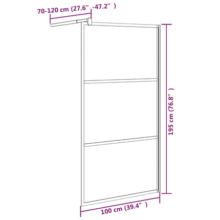 Parete Doccia Walk in 100x195cm Vetro Semi Smerigliato ESG Nero