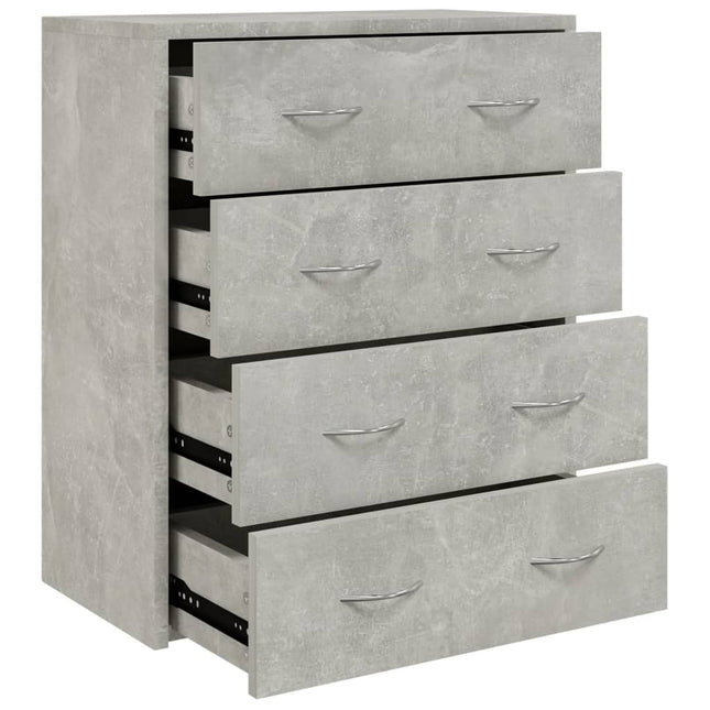 Credenza con 4 Cassetti 60x30,5x71 cm Grigio cemento