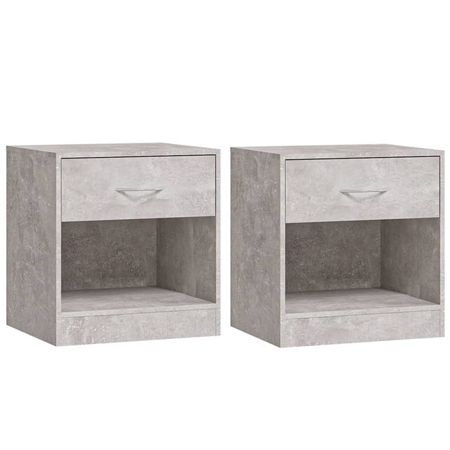 Comodini 2 pz con Cassetto Grigio Cemento