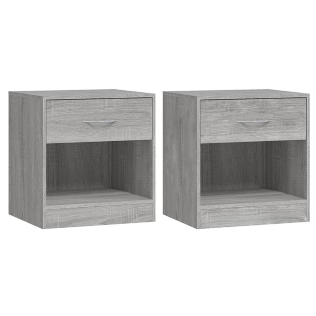 Comodino 2 pz con Cassetto Grigio Sonoma
