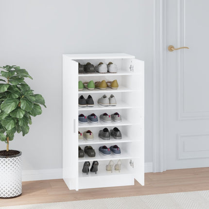 Scarpiera Bianco Lucido 55x35x108 cm in Legno Multistrato