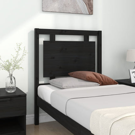 Testiera per Letto Nera 80,5x4x100 cm in Legno Massello di Pino