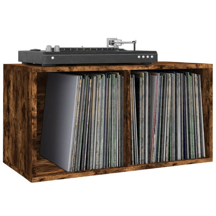 Contenitore per Vinili Rovere Fumo 71x34x36cm Legno Multistrato
