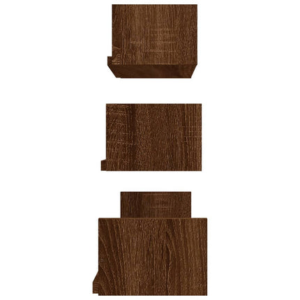 Mensole Espositive Parete 3 pz Rovere Marrone Legno Multistrato