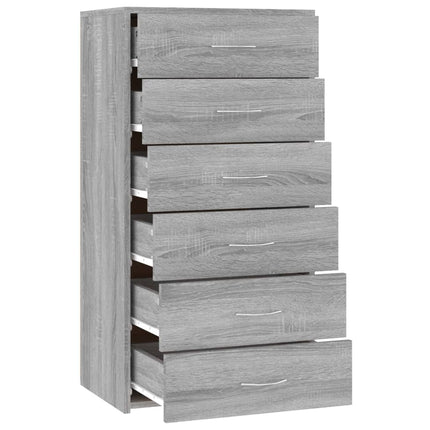 Credenza 6 Cassetti Grigio Sonoma 50x34x96 cm Legno Multistrato
