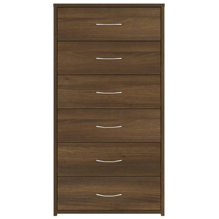 Credenza 6 Cassetti Rovere Marrone 50x34x96cm Legno Multistrato