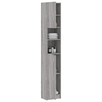 Armadietto Bagno Grigio Sonoma 32x25,5x190 cm Legno Multistrato