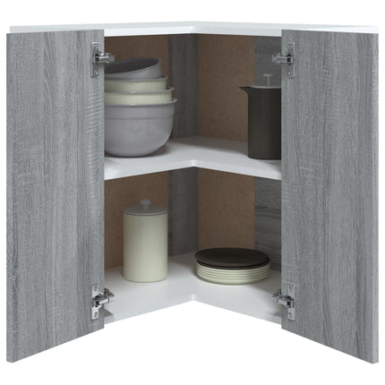 Mobile Pensile Angolo Grigio Sonoma 57x57x60 Legno Multistrato