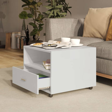 Tavolino Salotto Bianco Lucido 55x55x40 cm in Legno Multistrato