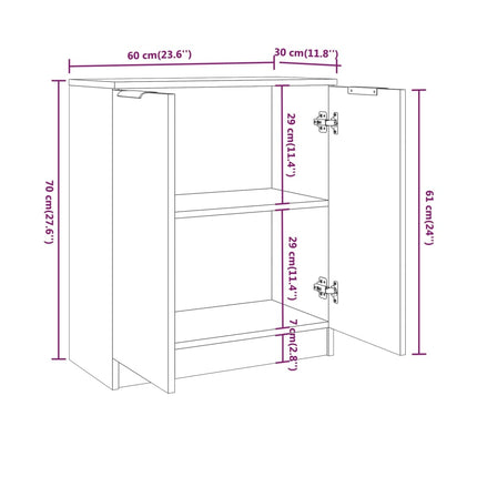 Credenza Bianca 60x30x70 cm in Legno tecnico