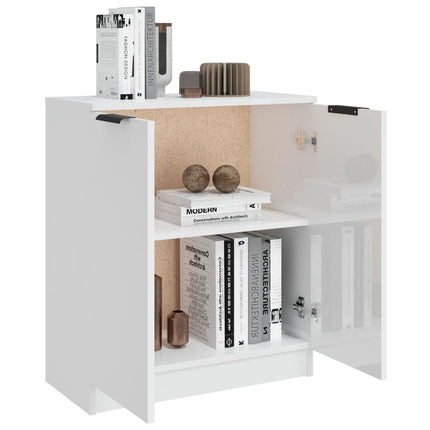 Credenza Bianco Lucido 60x30x70 cm in Legno tecnico