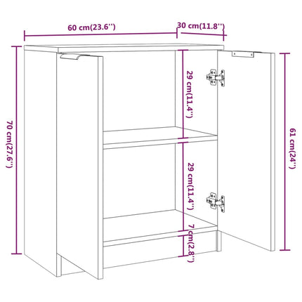 Credenza Bianco Lucido 60x30x70 cm in Legno tecnico