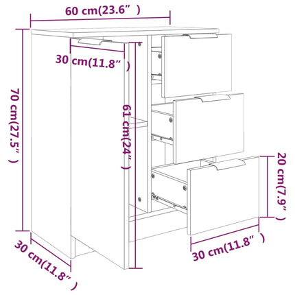 Credenza 60x30x70 cm in Legno Multistrato Bianco Lucido