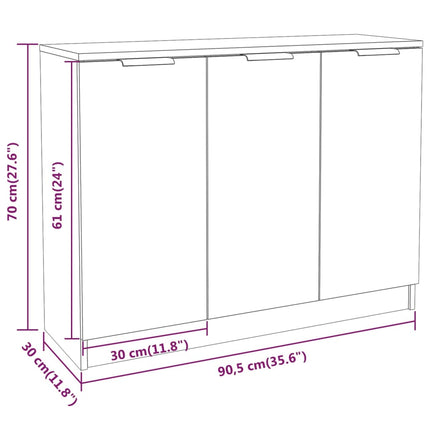 Credenza Bianca 90,5x30x70 cm in Legno Multistrato
