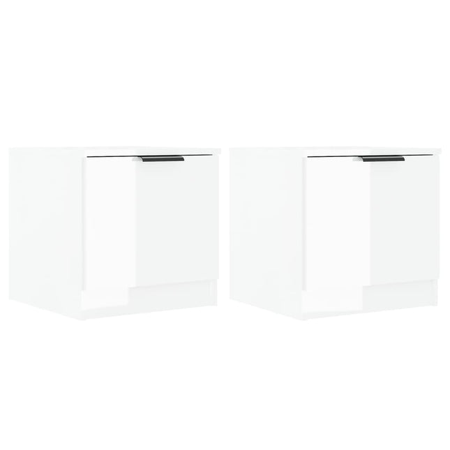 Comodini 2 pz in Bianco Lucido 40x39x40 cm