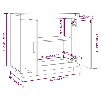 Credenza Grigio Cemento 80x40x75 cm in Legno Compensato