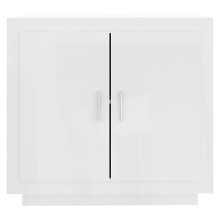 Credenza Bianco Lucido 80x40x75 cm in Legno Compensato