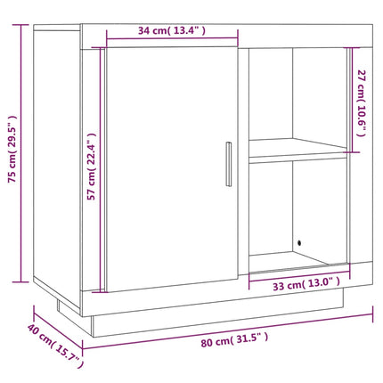 Credenza Bianco Lucido 80x40x75 cm