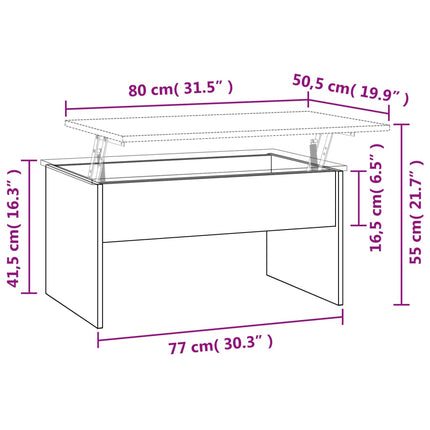 Tavolino da Salotto Nero 80x55,5x41,5 cm in Legno Multistrato