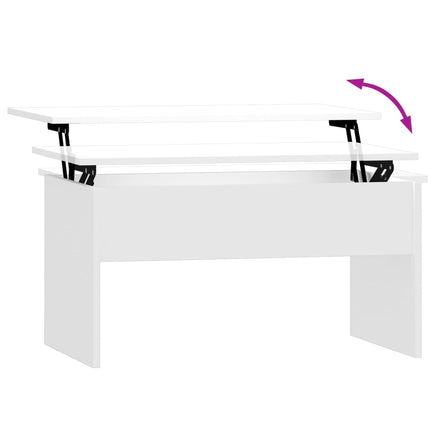 Tavolino Salotto Bianco Lucido 80x50,5x41,5cm Legno Multistrato