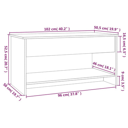 Tavolino Salotto Bianco Lucido 102x50x52,5 cm Legno Multistrato
