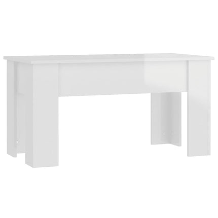 Tavolino Salotto Bianco Lucido 101x49x52 cm Legno Multistrato