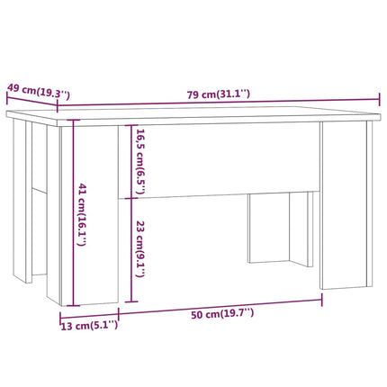Tavolino da Salotto Nero 79x49x41 cm in Legno Multistrato