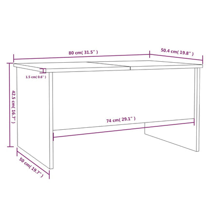 Tavolino da Salotto Nero 80x50x42,5 cm in Legno Multistrato