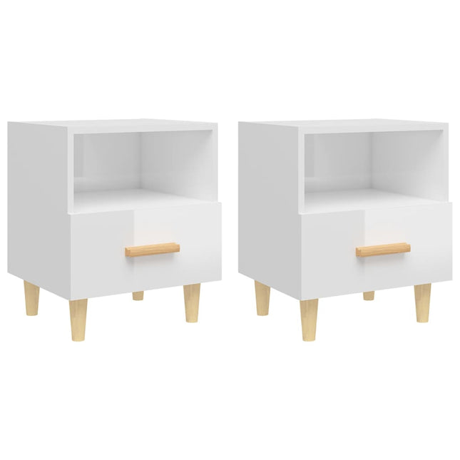 Comodini 2 pz in Bianco Lucido 40x35x47 cm