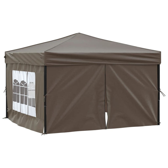 Tenda per Feste Pieghevole con Pareti Laterali Tortora 3x3 m