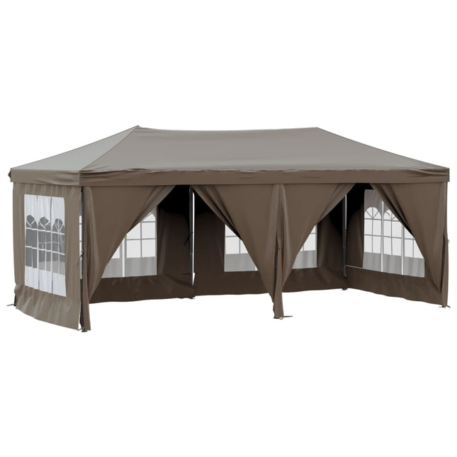 Tenda per Feste Pieghevole con Pareti Laterali Tortora 3x6 m