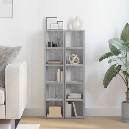 Mobili Porta CD 2pz Grigio Sonoma 21x16x93,5 Legno Multistrato