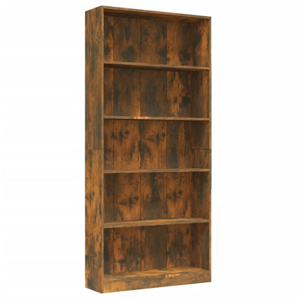 Libreria a 5 Ripiani Rovere Fumo 80x24x175 cm Legno Multistrato