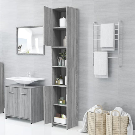 Armadietto Bagno Grigio Sonoma 30x30x183,5 cm Legno tecnico