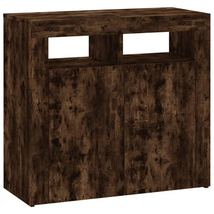 Credenza con Luci LED Rovere Fumo 80x35x75 cm