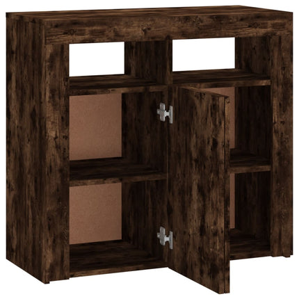 Credenza con Luci LED Rovere Fumo 80x35x75 cm