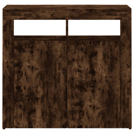 Credenza con Luci LED Rovere Fumo 80x35x75 cm