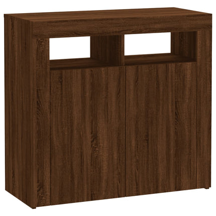 Credenza con Luci LED Rovere Marrone 80x35x75 cm