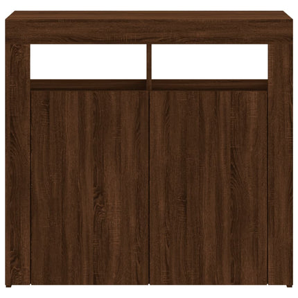 Credenza con Luci LED Rovere Marrone 80x35x75 cm