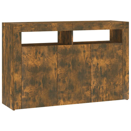 Credenza con Luci LED Rovere Fumo 115,5x30x75 cm