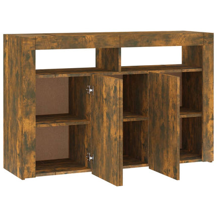 Credenza con Luci LED Rovere Fumo 115,5x30x75 cm